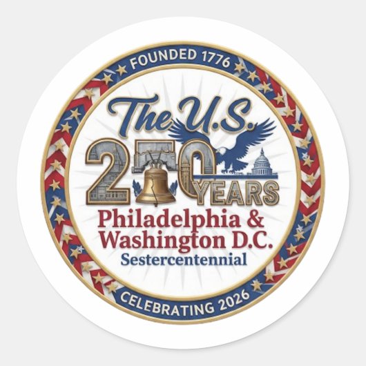 SESTERCENTENNIAL RUNDER AUFKLEBER (Vorderseite)