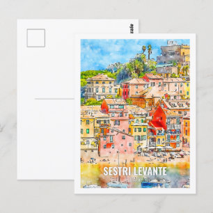 Sestri Levante Italien Berühmte Reise Aquarell Postkarte