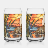 Set 0f 2 Cheetah im Stile von Hartglas Dosenglas (Vorderseite)