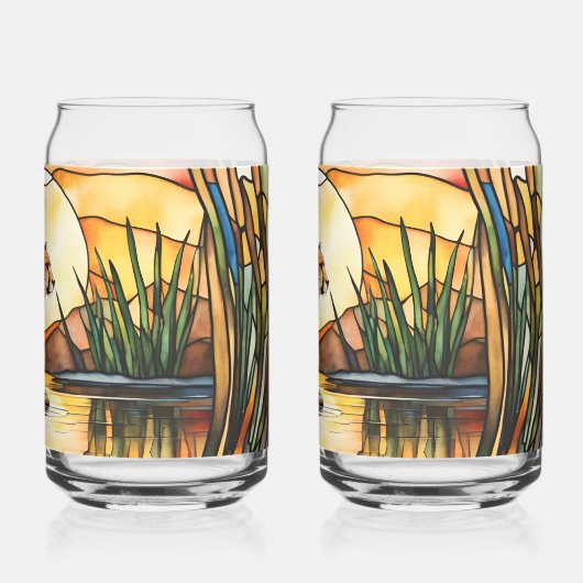 Set 0f 2 Cheetah im Stile von Hartglas Dosenglas (Rückseite)