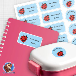 Set - 12 Namensaufkleber Marienkäfer - hellblau | Aufkleber
