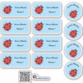 Set - 12 Namensaufkleber Marienkäfer - hellblau | Aufkleber (Vorderseite)
