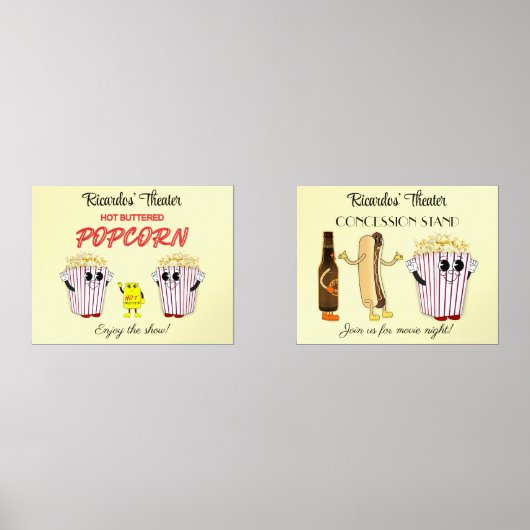 Set 14 x 11 Art Prints Movie Theater Konzession (Vorderseite)