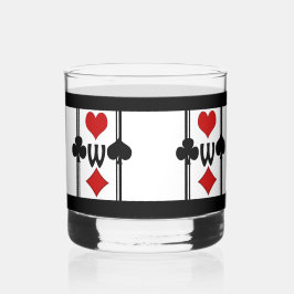 Set 1 Art-Deco-Kartenspiel-Anzug mit Monogramm Whiskyglas