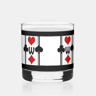 Set 1 Art-Deco-Kartenspiel-Anzug mit Monogramm Whiskyglas