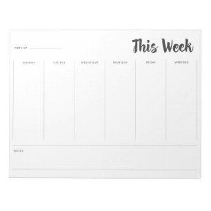 Set 1 Diese Woche Planer Notepad Notizblock