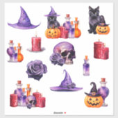 Set 1 Halloween Farbenprägung Vinyl-Aufkleber, kun Aufkleber (Blatt)