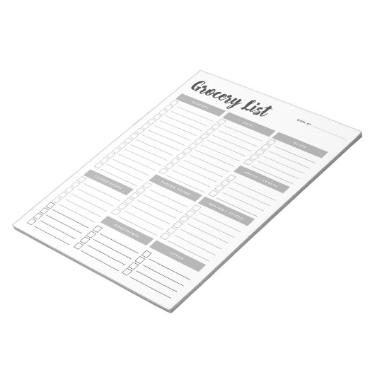 Set 1 Lebensmittelliste Notepad Notizblock (angewinkelt)