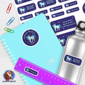 Set - 24 Namensaufkleber Fantasy Einhorn blau | Aufkleber