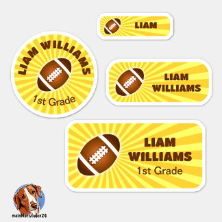 Set - 24 Namensaufkleber - Football Gelb | Aufkleber