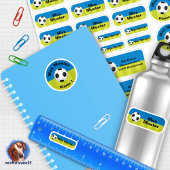 Set - 24 Namensaufkleber Fußball blau grün | Aufkleber
