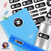 Set - 24 Namensaufkleber Fußball schwarz | Aufkleber