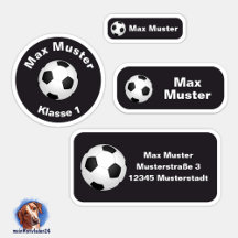Set - 24 Namensaufkleber Fußball schwarz |