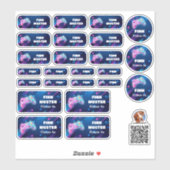 Set - 24 Namensaufkleber Gaming | Aufkleber (Blatt)