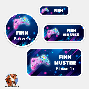 Set - 24 Namensaufkleber Gaming Aufkleber
