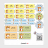 Set - 24 Namensaufkleber Kleiner Säbelzahntiger | Aufkleber (Blatt)