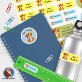 Set - 24 Namensaufkleber Kleiner Säbelzahntiger | Aufkleber