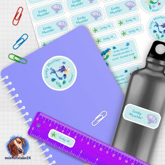 Set 24 Namensaufkleber Meerjungfrau | Aufkleber