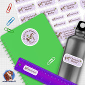 Set - 24 Namensaufkleber Pferde Sternchen lila | Aufkleber