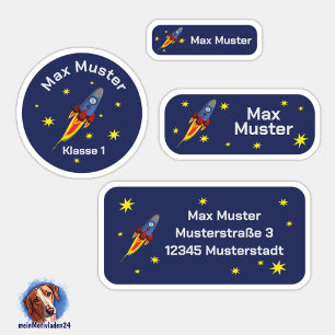 Set - 24 Namensaufkleber Rakete   Aufkleber