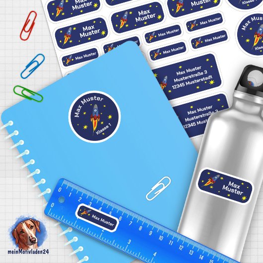 Set - 24 Namensaufkleber Rakete | Aufkleber