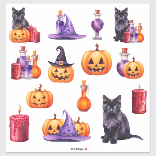Set 2 Halloween farbenfroh Aufkleber (Blatt)