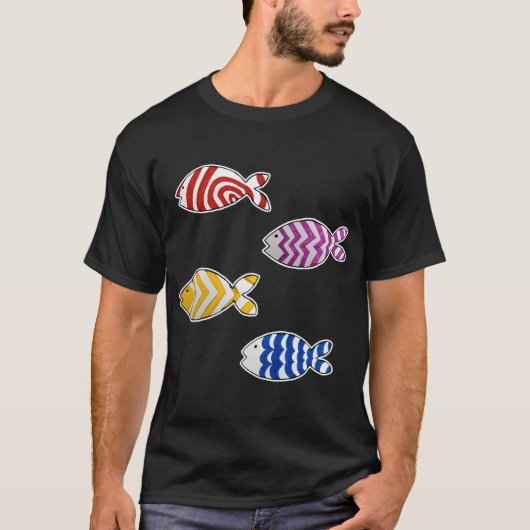 Set_2 von 4 lustigen Fisch-Stickern T-Shirt (Vorderseite)