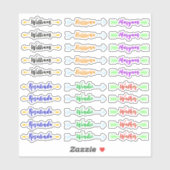 (Set 30) Einzigartiger Name der farbigen Kalligrap Aufkleber (Blatt)