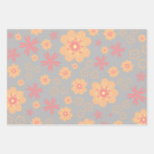 Set 3 Einzigartige Retro-Blume Geschenkpapier Set (Vorderseite)
