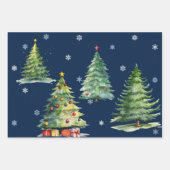 Set 3 Elegante Night Christmas Tree Geschenkwraps Geschenkpapier Set (Vorderseite)