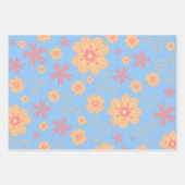 Set 3 Muster der Retro-Floral Geschenkpapier Set (Vorderseite 3)