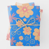 Set 3 Muster der Retro-Floral Geschenkpapier Set (Beispiel)
