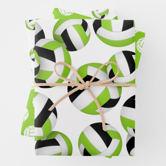 Set 3 zur Koordinierung der hellgrünen Volleyball Geschenkpapier Set (Beispiel)