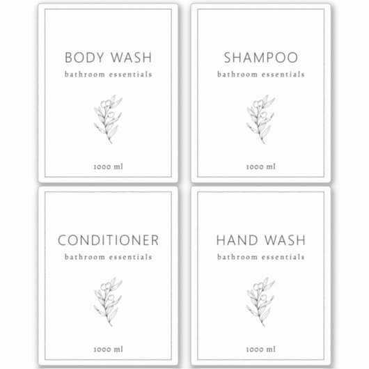 Set 4 Custom Vinyl Waterproof Bathroom Labels (Vorderseite)