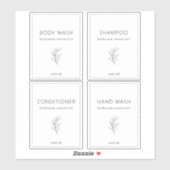 Set 4 Custom Vinyl Waterproof Bathroom Labels (Blatt)