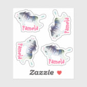 Set 4 Kleine Personalisierte Bezeichnung Zebra Sti Aufkleber (Blatt)