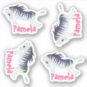 Set 4 Kleine Personalisierte Bezeichnung Zebra Sti Aufkleber (Vorderseite)