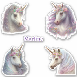 Set 4 Unicorn Personalisiert Name Custom Cut Aufkleber