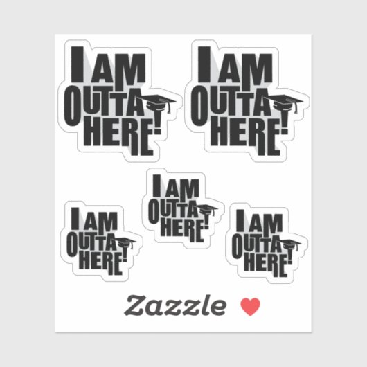 Set 5 Ich bin draußen hier! Abschluss benutzerdefi Aufkleber (Blatt)