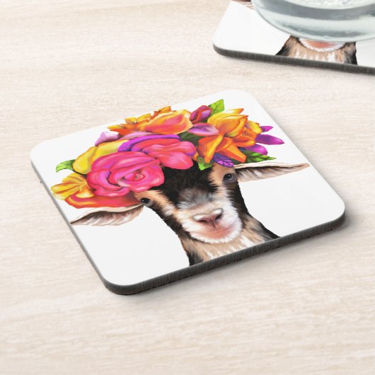 Set 6 Cork Back Untersetzer Posey die Ziege (Linke Seite)