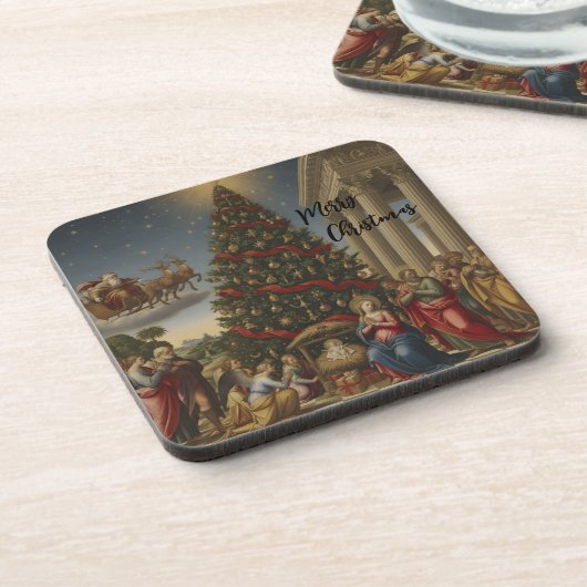 Set 6 Nativity Santa Christmas Coasters Getränkeuntersetzer (Linke Seite)