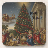 Set 6 Nativity Santa Christmas Coasters Getränkeuntersetzer (Vorderseite)