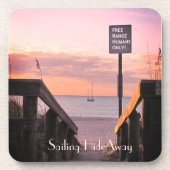 SET 6 Untersetzer Tropischer Segelboot Sonnenaufga (Vorderseite)