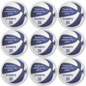 Set 9 blaues Basketball Party Vielen Dank Aufkleber (Vorderseite)