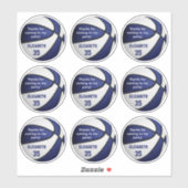 Set 9 blaues Basketball Party Vielen Dank Aufkleber (Blatt)