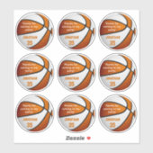 Set 9 Orange-Basketball-Gastgeschenk Aufkleber (Blatt)