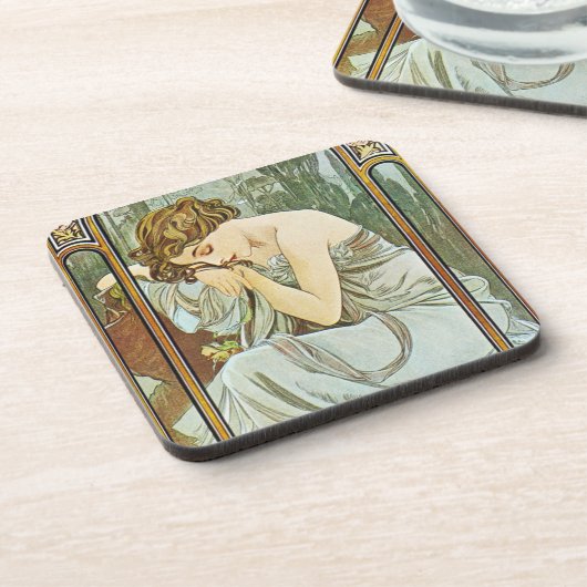 Set Alphonse Mucha Repos de la Nuit Coaster Getränkeuntersetzer (Linke Seite)