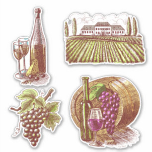 Set-Aufkleber für Weinliebhaber Aufkleber