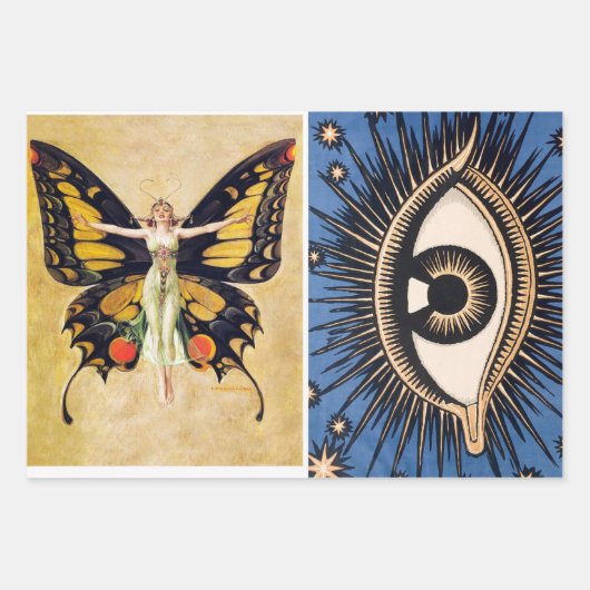 Set aus 3 Art Deco Eye Geschenkpapier Set (Vorderseite 2)