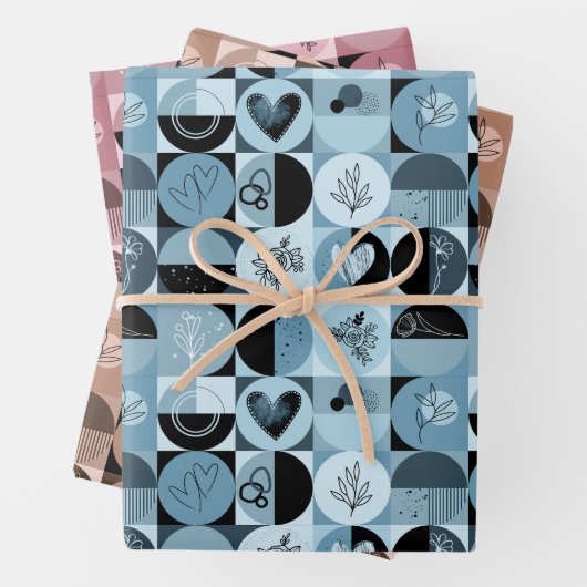 Set aus 3 Blatt abstrakt (Beispiel)